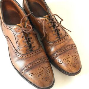 Allen Edmonds Strand 1635 Walnut Brown Cap Toe Size 9.5 Brogue Oxfords Style